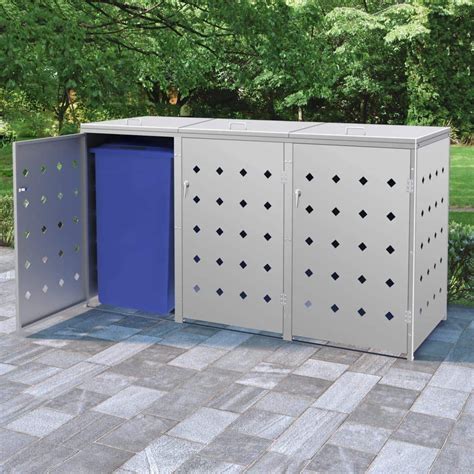 metal garbage enclosure|outside trash can storage cabinet.